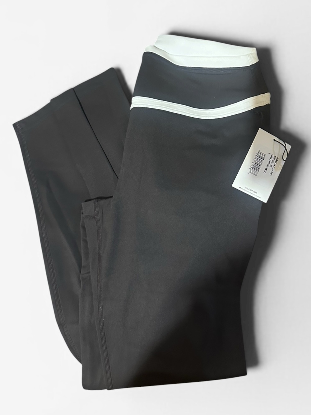 Splits59 Black Leggings with White Waistband Trim